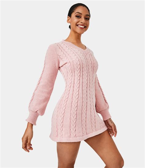 Women's Bell Long Sleeve Mini Sweater Dress 